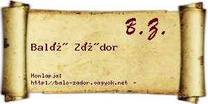 Baló Zádor névjegykártya